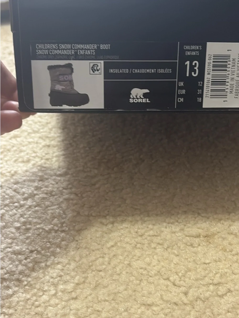 Kids Sorel Black Winter Boots with purple accents size 13 Like new